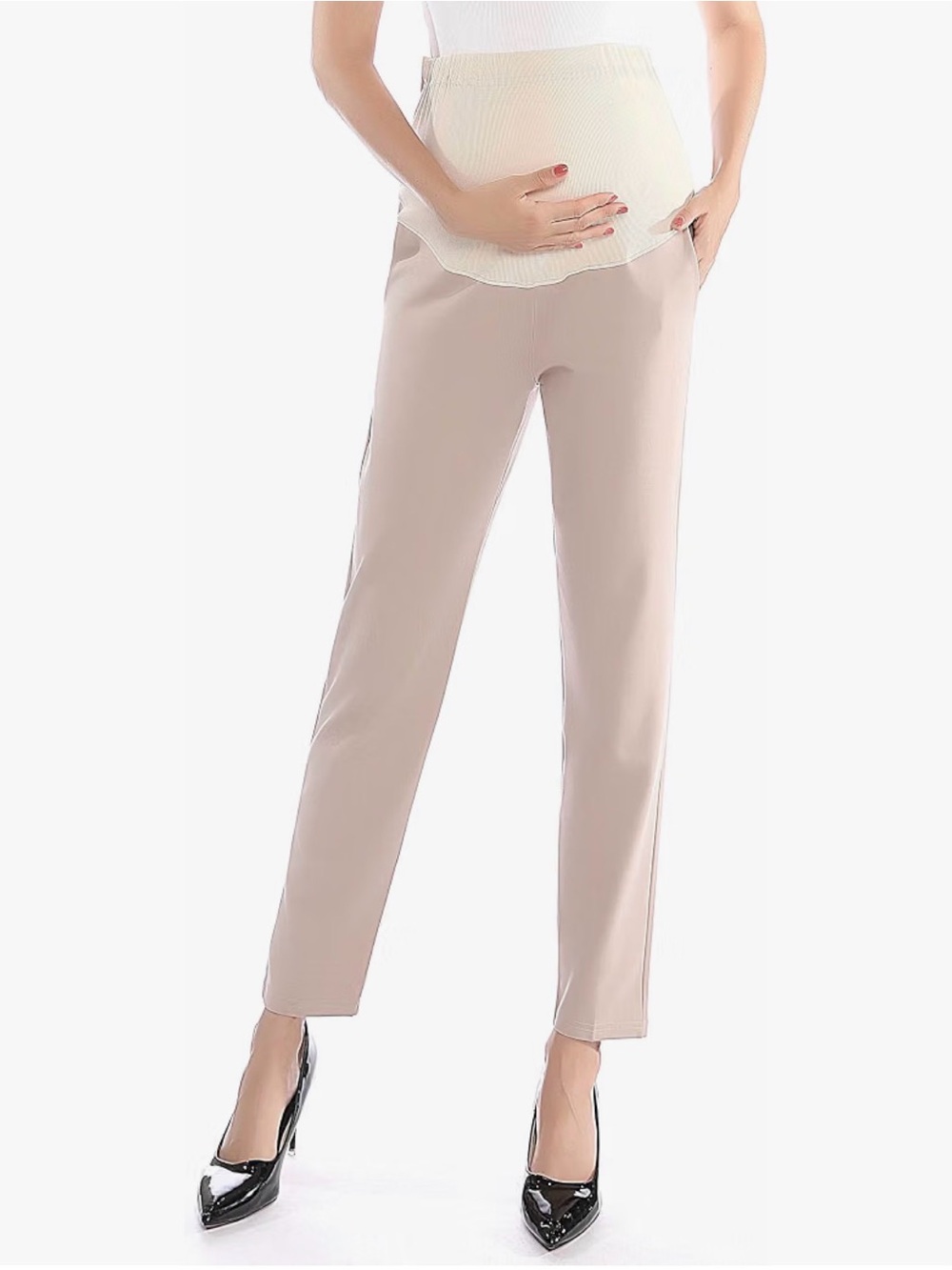Maternity Adjustable Pants in Beige